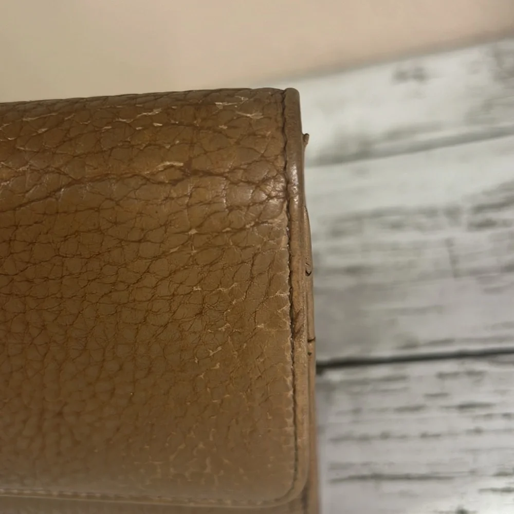 BVLGARI Bulgari Brown Pebbled Leather Wallet Clutch